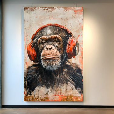 Painting of Monkey with Headphones